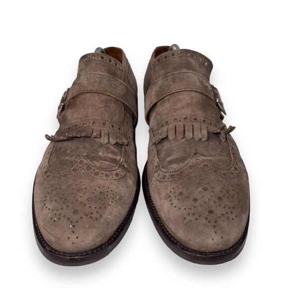 Lottusse Plomo Suede Monk Strap Kiltie Wingtip Loafers Brown L7128‎ Men\'s 9.5 main image 5